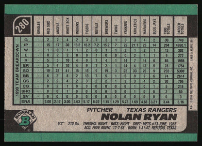 1991 Bowman #280 Nolan Ryan