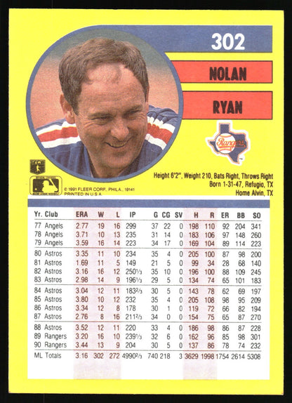1991 Fleer #302 Nolan Ryan