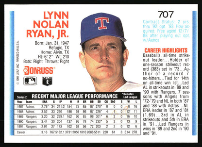 1992 Donruss #707 Nolan Ryan