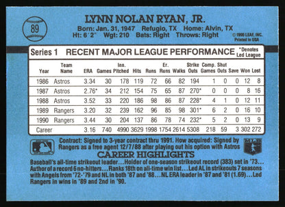 1991 Donruss #89b Nolan Ryan