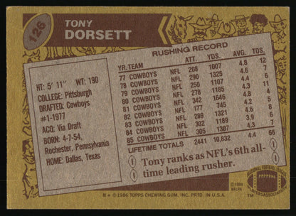 1986 Topps #126 Tony Dorsett