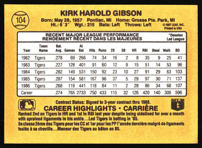 1987 Leaf #104 Kirk Gibson