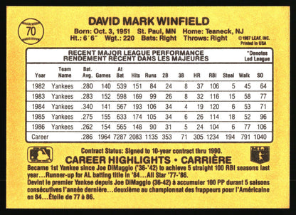 1987 Leaf #70 Dave Winfield