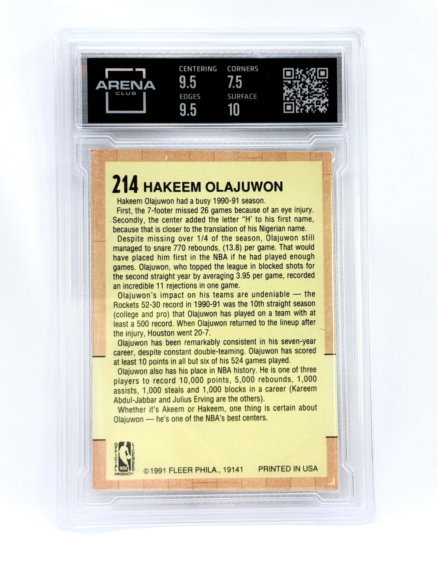 1991-92 Fleer #214 Hakeem Olajuwon