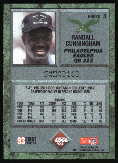 1993 Collector's Edge #3 Randall Cunningham Prototypes