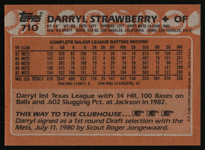 1988 Topps #710 Darryl Strawberry