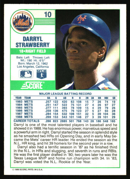 1989 Score #10 Darryl Strawberry