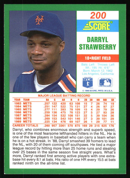 1990 Score #200 Darryl Strawberry