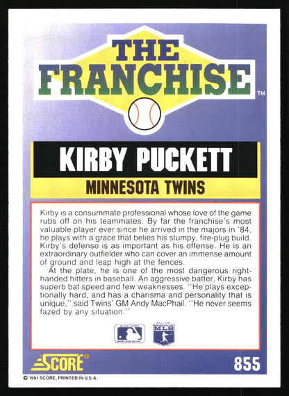 1991 Score #855 Kirby Puckett