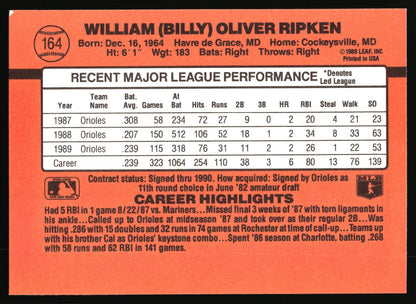 1990 Donruss #164b Billy Ripken