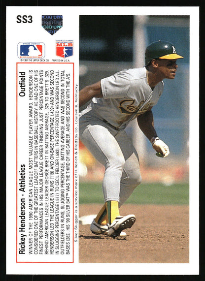 1991 Upper Deck #SS3 Rickey Henderson Silver Sluggers