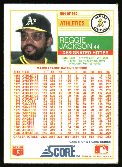 1988 Score #504 Reggie Jackson