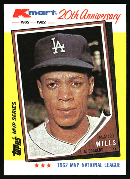 1982 Topps Kmart 20th Anniversary AL & NL MVP's #2 Maury Wills