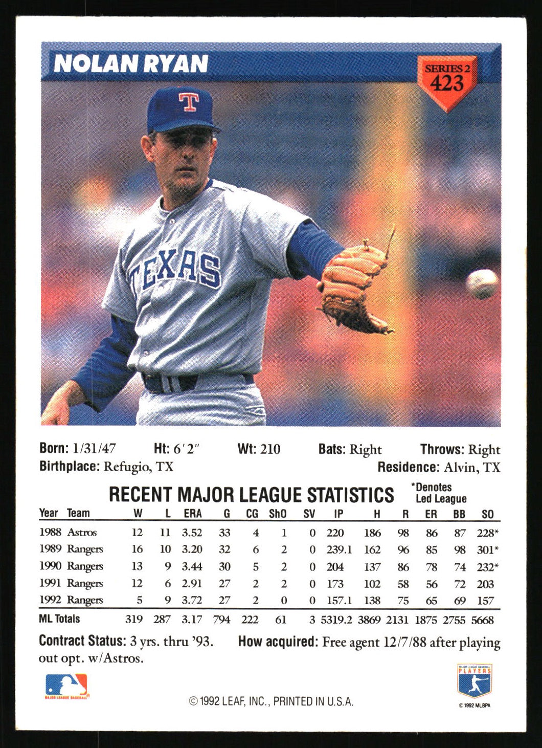 1993 Donruss #423 Nolan Ryan