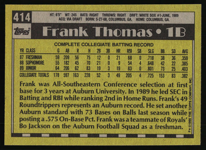 1990 Topps #414c Frank Thomas
