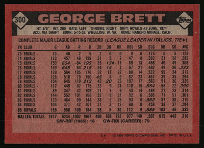1986 Topps #300 George Brett