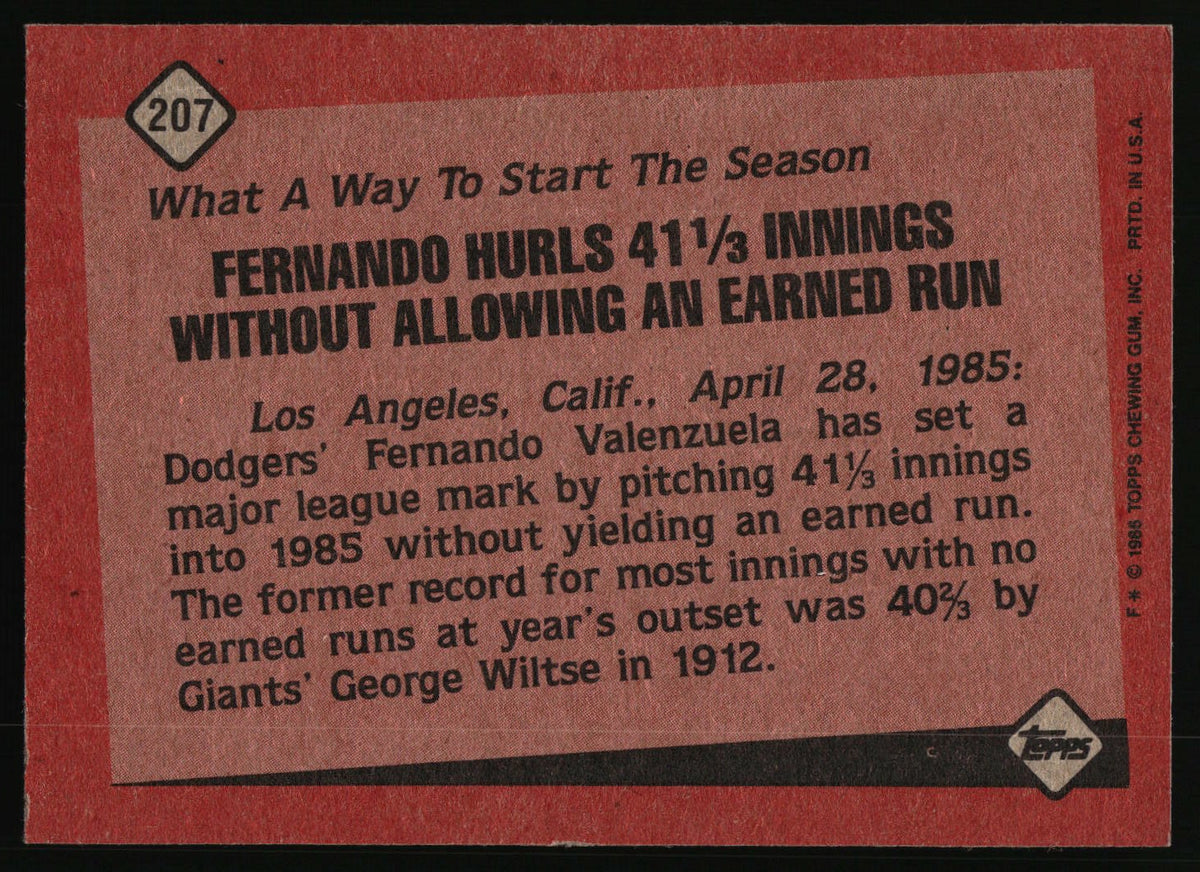 1986 Topps #207 Fernando Valenzuela