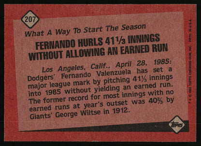 1986 Topps #207 Fernando Valenzuela