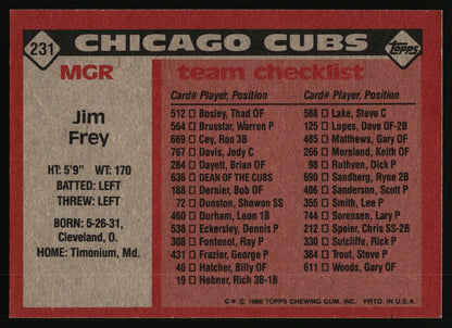 1986 Topps #231 Jim Frey