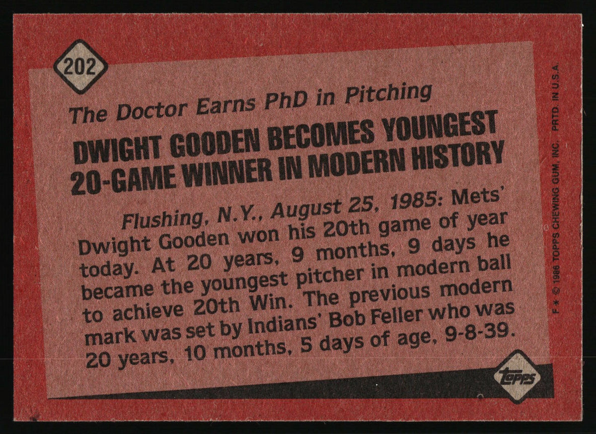 1986 Topps #202 Dwight Gooden