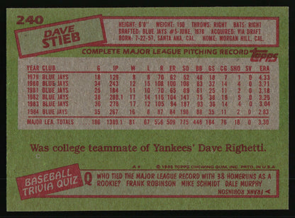 1985 Topps #240 Dave Stieb