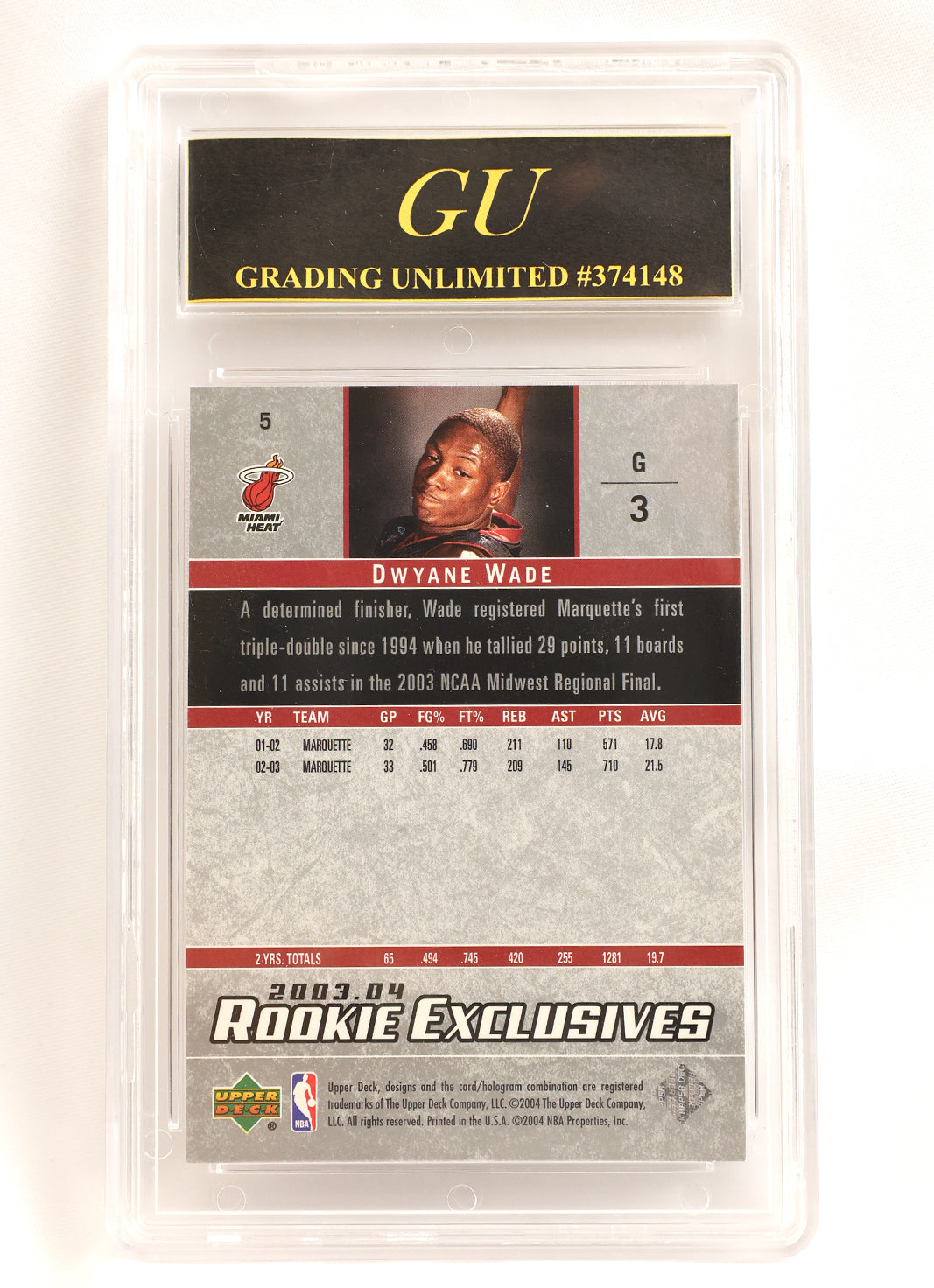 2003-04 Upper Deck Rookie Exclusives #5 Dwyane Wade