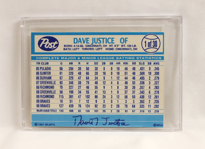 1991 Post Cereal #1 Dave Justice