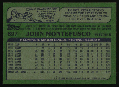 1982 Topps #697 John Montefusco