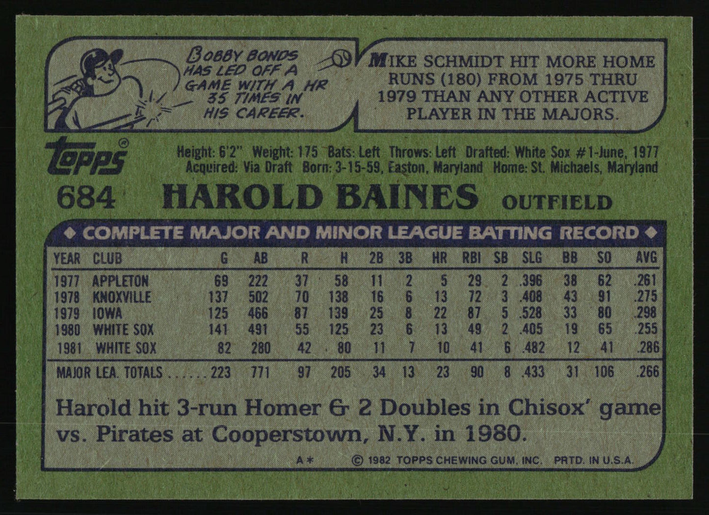 1982 Topps #684 Harold Baines