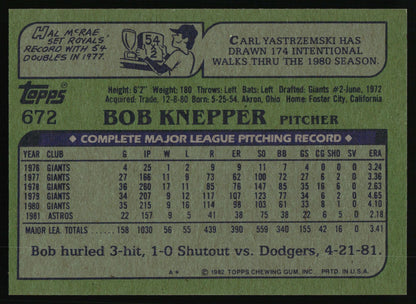 1982 Topps #672 Bob Knepper