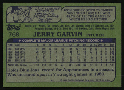 1982 Topps #768 Jerry Garvin