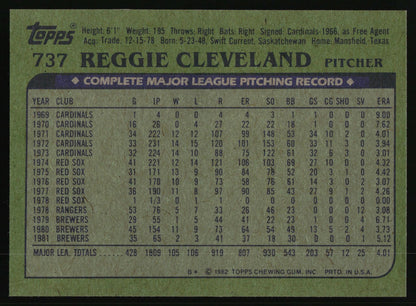 1982 Topps #737 Reggie Cleveland
