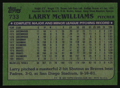 1982 Topps #733 Larry McWilliams