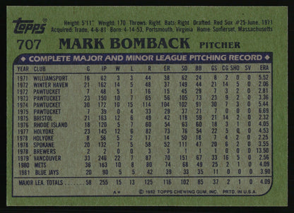 1982 Topps #707 Mark Bomback