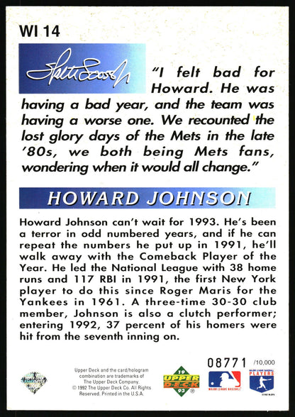 1993 Upper Deck #WI 14 Howard Johnson Iooss Collection