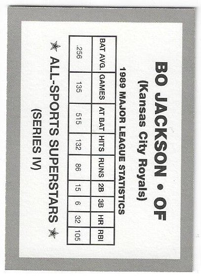 1989-90 All-Sports Superstars Series 4 #NNO Bo Jackson