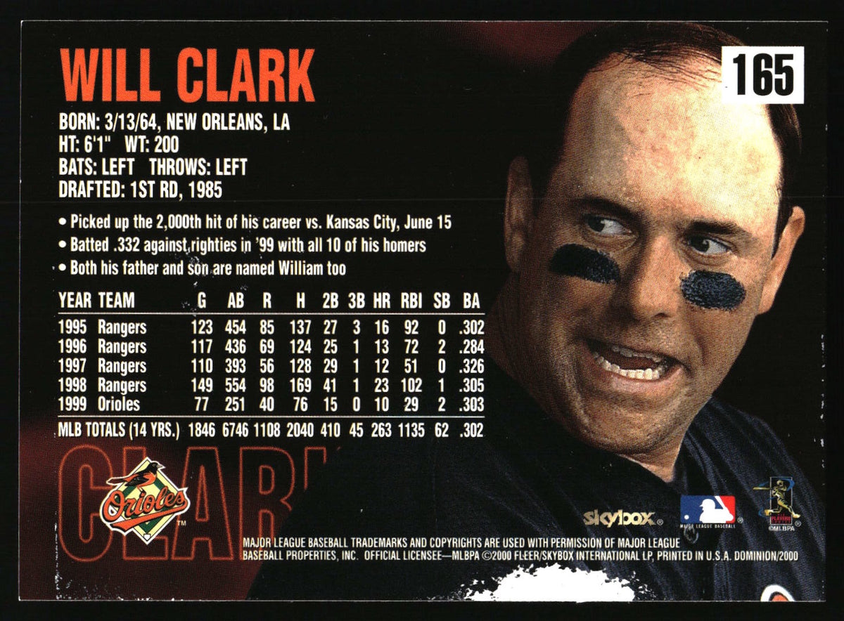 2000 SkyBox Dominion #165 Will Clark