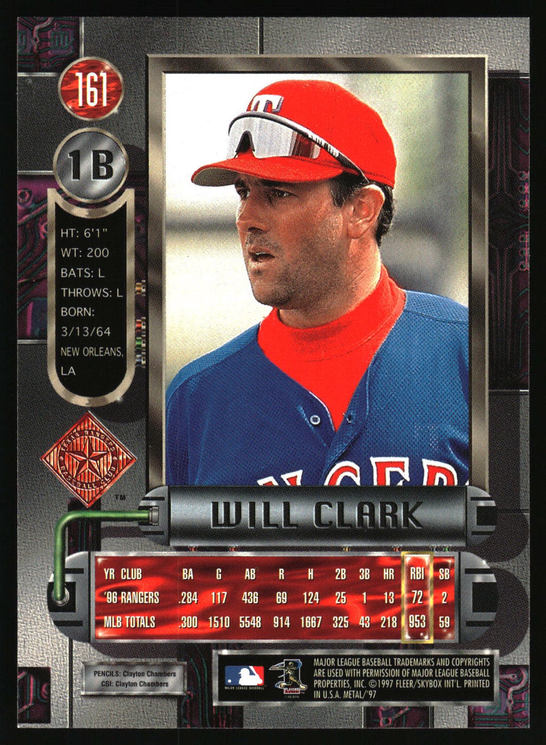 1997 Metal Universe #161 Will Clark