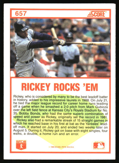 1989 Score #657 Rickey Henderson