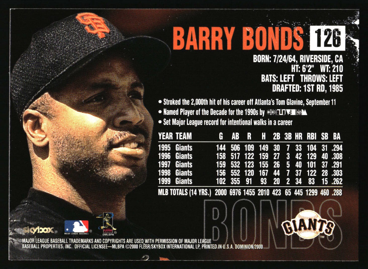 2000 SkyBox Dominion #126 Barry Bonds