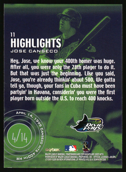 2000 SkyBox Dominion #11 Jose Canseco