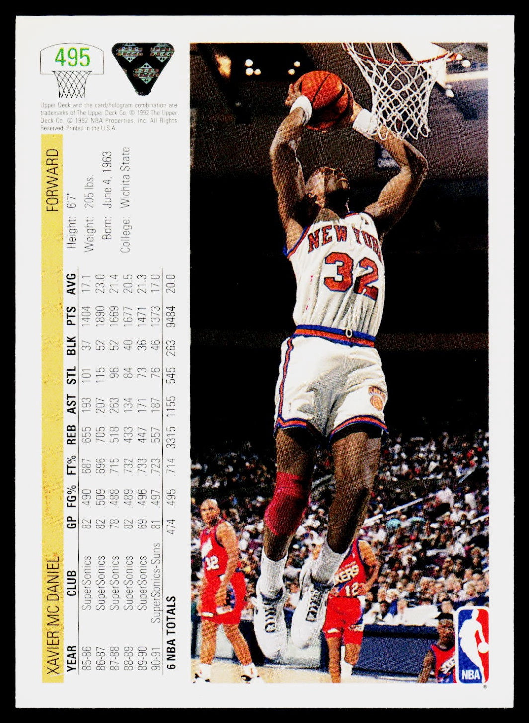 1991-92 Upper Deck #495 Xavier McDaniel