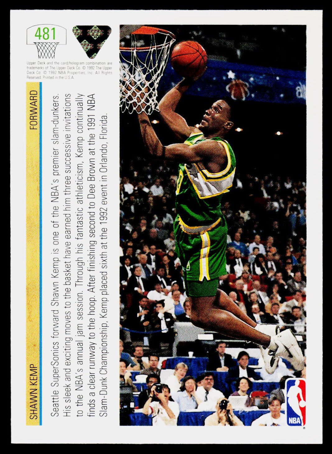 1991-92 Upper Deck #481 Shawn Kemp