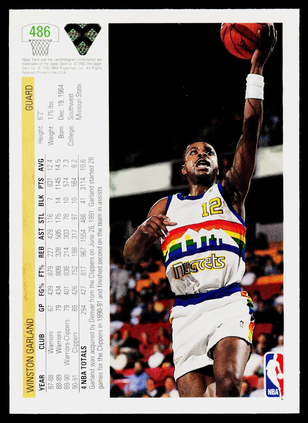 1991-92 Upper Deck #486 Winston Garland