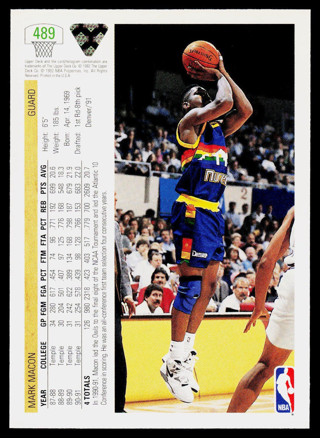 1991-92 Upper Deck #489 Mark Macon