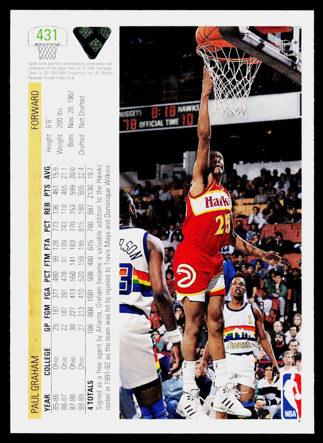 1991-92 Upper Deck #431 Paul Graham