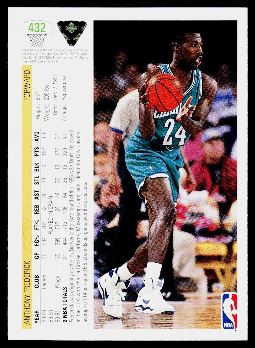 1991-92 Upper Deck #432 Anthony Frederick