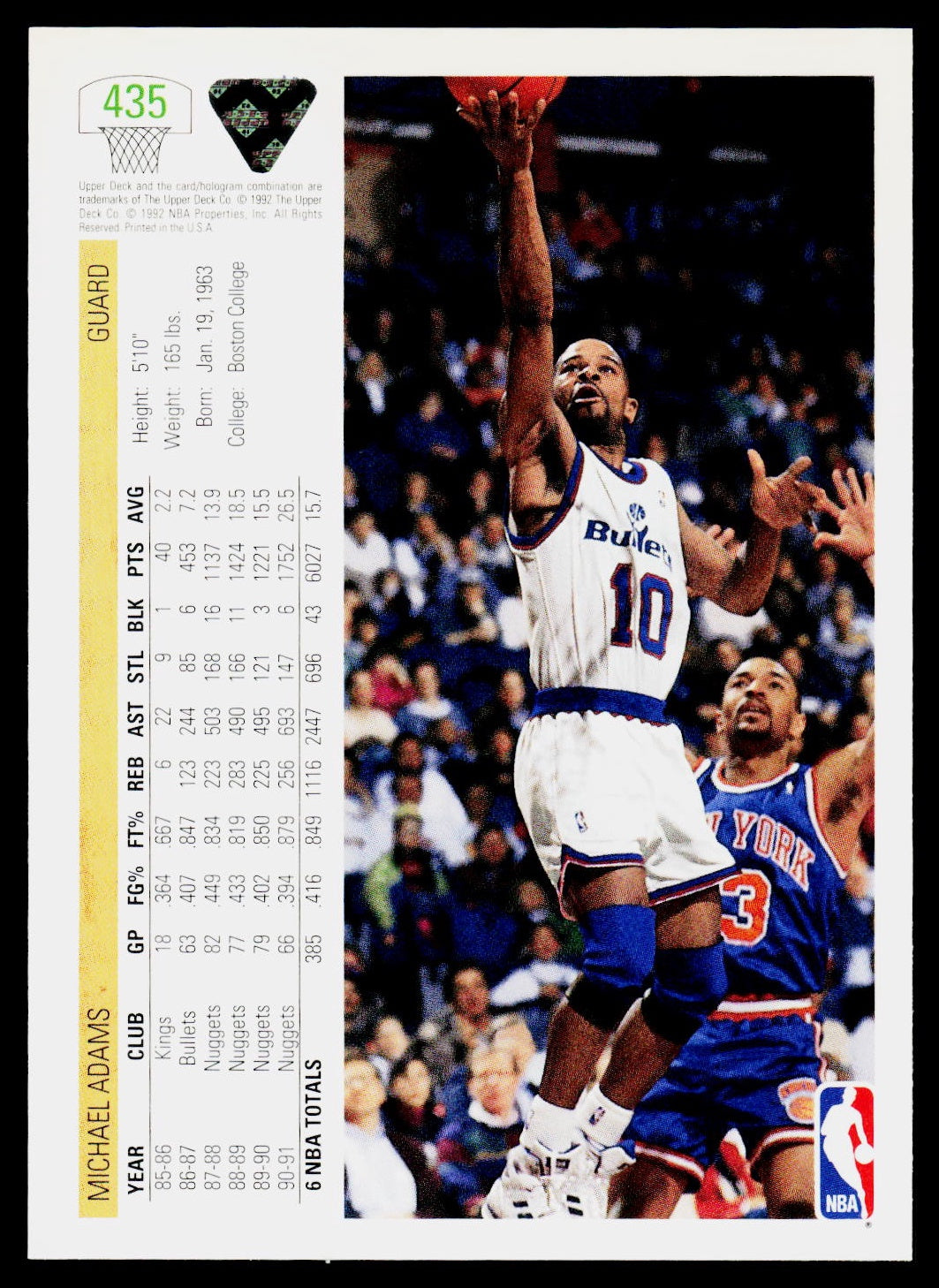 1991-92 Upper Deck #435 Michael Adams