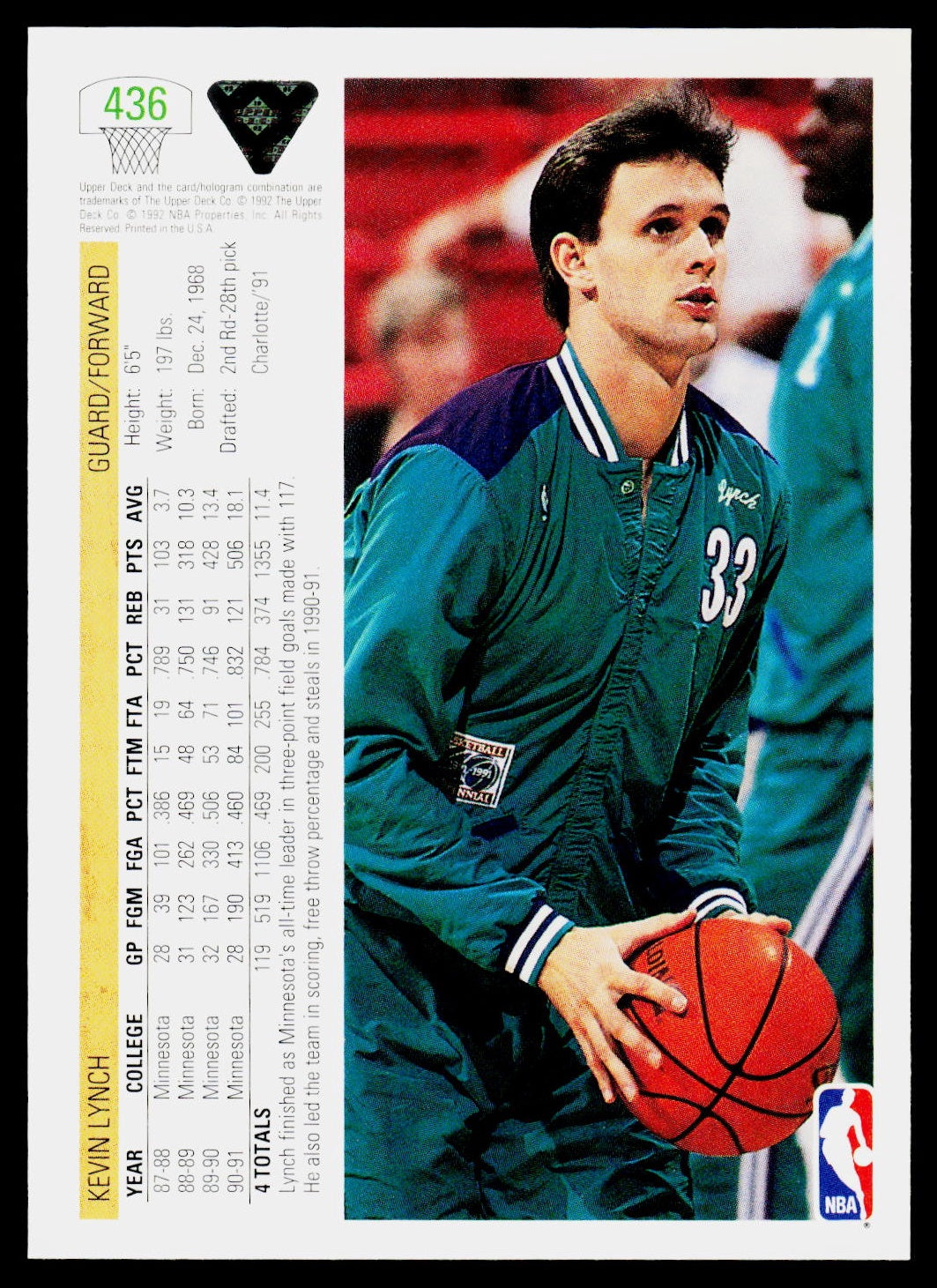 1991-92 Upper Deck #436 Kevin Lynch