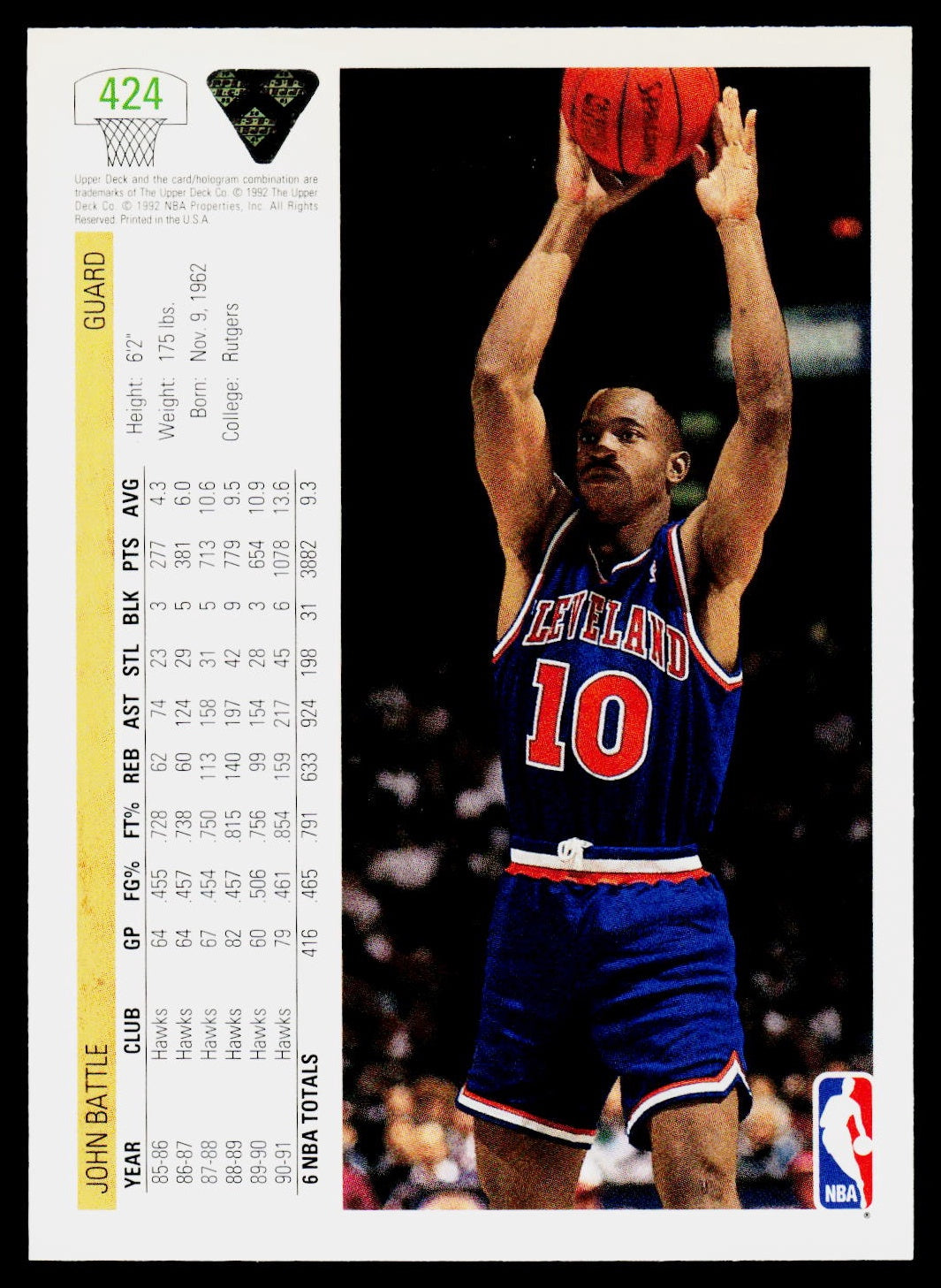 1991-92 Upper Deck #424 John Battle
